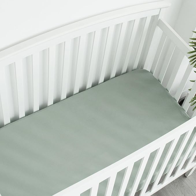 Biloban 4-Pack Crib Sheets Waterproof for Boys Girls, Fitted Crib Sheet for Standard Crib and Toddler Mattress Protector, Super Soft Microfiber Baby Sheet 52x28x8in(Green+Leaf)