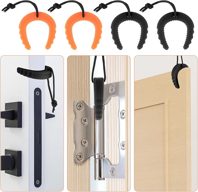 HJZHII 4 PCS First Responder Door Stop, Door Jam for Law Enforcement Door Pinch Guard from Closing Edge Door Finger Guards Security Emergency Police Door Stoppers (Orange, Black)