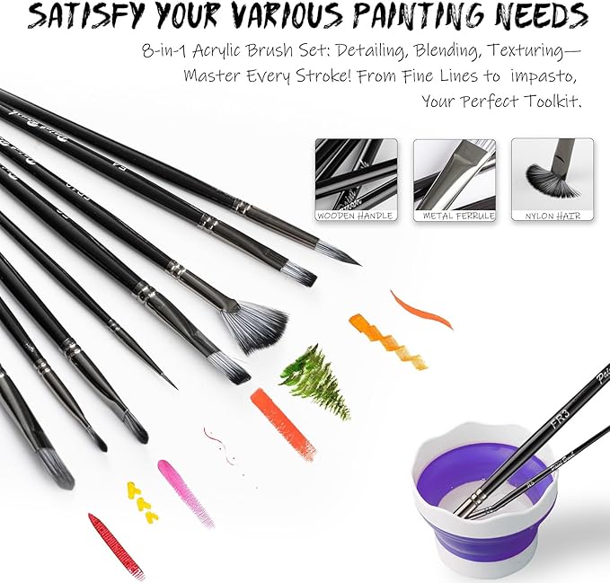 LEYEMO Acrylic Paint Set for Kids, Art Supplies Painting Kit with18 Acrylic Paints, 5 Canvas, 8 Paint Brushes, Easel, Palette ETE, Paint Set Gifts for Adults & Artist