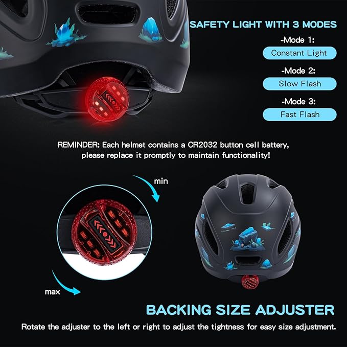 Kids Bike Helmet, OnBros Kid Bicycle Helmet for Girls and Boys with Light Lightweight Kids Helmets Certified Toddler Helmets for Kids 3-5-8-10 Age (46-50-55 cm)