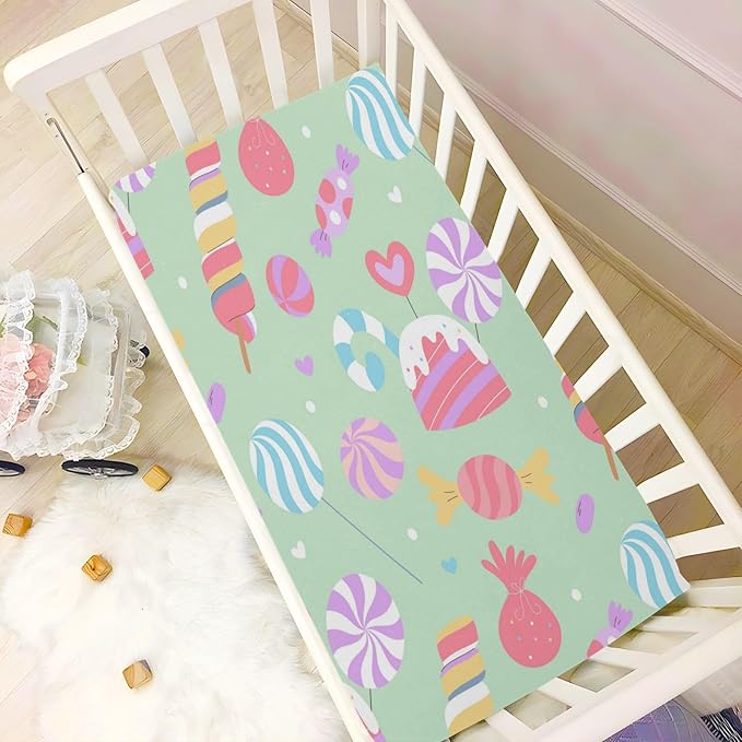 Colorful Candy Green Crib Sheets Standard Crib Toddler Mattresses Cover Fitted Baby Bed Sheet Breathable Crib Mattress Sheet for Girls Boys 39''x27''x9''