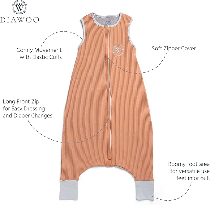 4 Season Baby Sleep Sack with Foot Openings, Merino Wool and Organic Cotton, Toddler Sleeping Bag for 2T–7T