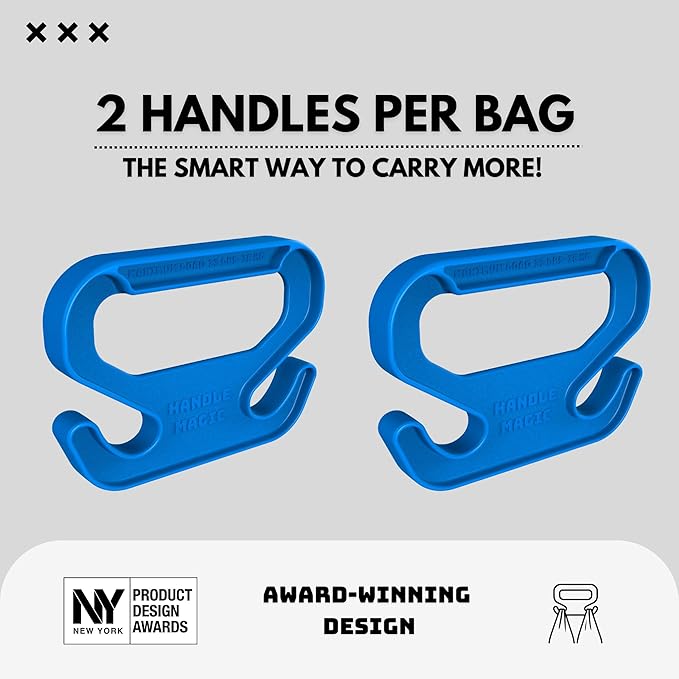 Handle Magic (2 Units) – Ergonomic Shopping Bag Handle | Comfort Grip for Grocery Bags | Lightweight Household Accessory for Daily Shopping & Travel (Blue)