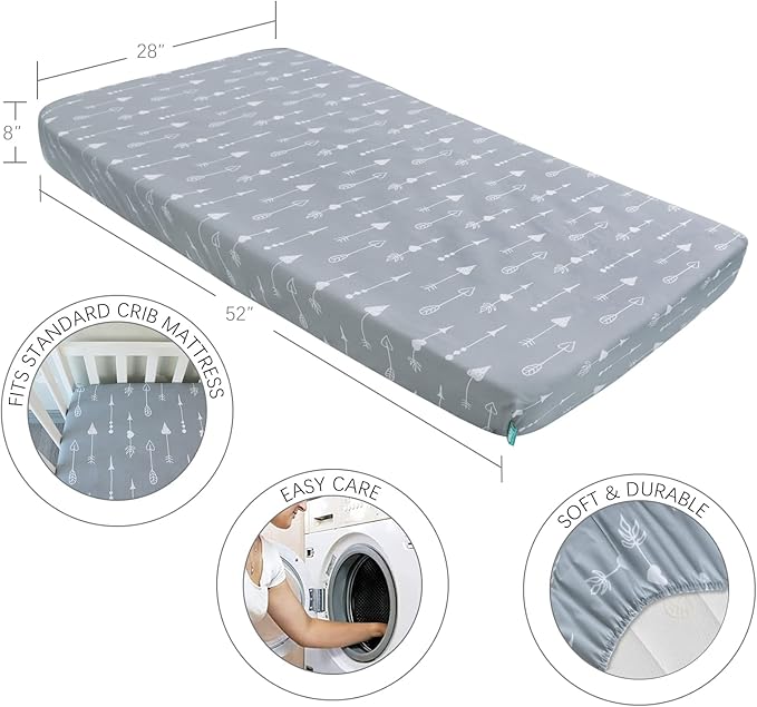 Biloban 3-Piece Toddler Sheet Set Microfiber, Toddler Bedding Set Includes Crib Mattress Sheet, Flat Sheet and Envelope Pillowcase, Silky Soft, Breathable and Lightweight, Arrow