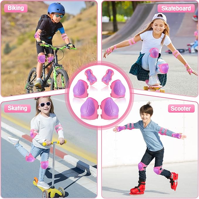 Kids Protective Gear Set Knee Pads for Kids 3-14 Years Toddler Knee and Elbow Pads with Wrist Guards 3 in 1 for Skating Cycling Bike Rollerblading Scooter