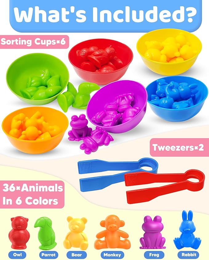 Counting Animals Montessori Toys for 3 4 5 Years Old Boys Girls, Preschool Learning Activities Educational Sensory Toys Gifts Stocking Stuffers for Kids Toddlers Ages 3-5, 4-8