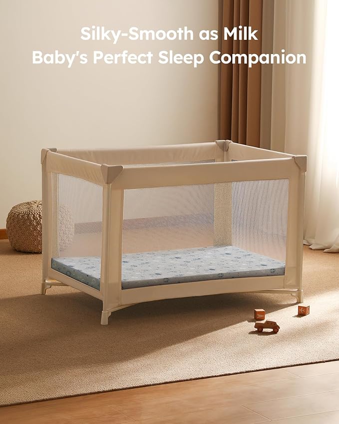 Pack and Play Sheets Fitted 3 Pack, Mini Crib Sheets for Pack N Play Mattress Stretchy Portable Playard Sheets, Soft Breathable Grey & Blue Moon