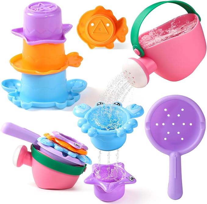 Baby Bath Toys for Kids Ages 1-3 5 PCS Toddler Bath Toys Mold Free for 2-4 Bathtub Sand Beach Pool Water Toys for 1+ Year Old Girl Gifts (Color Random)