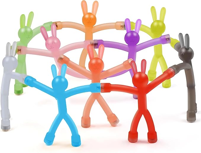 10Pcs Magnetic Bunny Men Travel Toys for Toddlers Kid Girls ADHD Quiet Airplane Travel Activities Essential Toy Magnets Rabbit Fidget Toys Adults Autism Cool Gadget for Office Desk Classroom Prizes