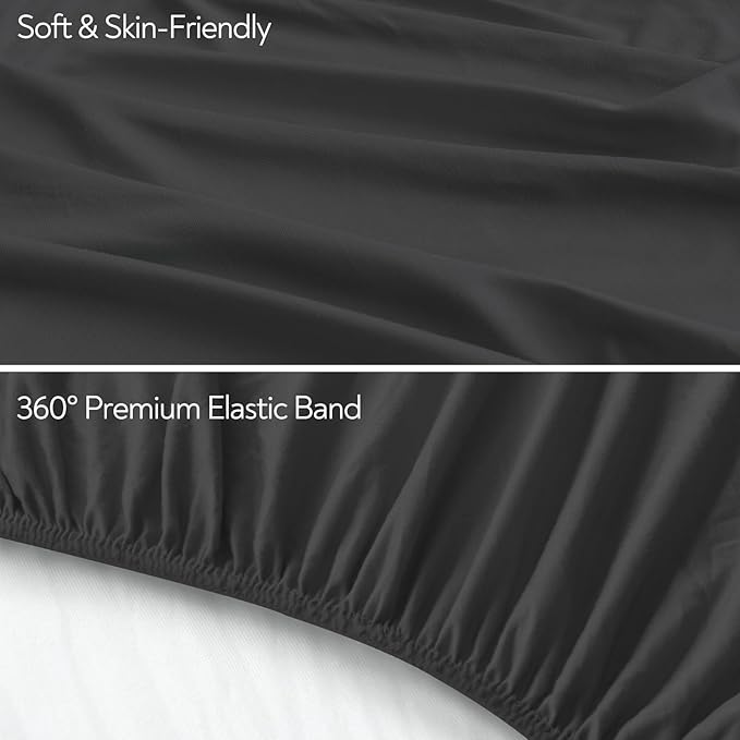 Stretchy Crib Sheets for Boys or Girls, 2 Pack Baby Sheets Fitted for Standard Crib and Toddler Mattress 52" x 28", Soft and Breathable Fitted Crib Sheets Neutral, Black