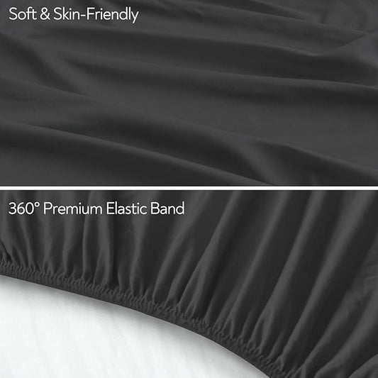 Stretchy Crib Sheets for Boys or Girls, 2 Pack Baby Sheets Fitted for Standard Crib and Toddler Mattress 52" x 28", Soft and Breathable Fitted Crib Sheets Neutral, Black