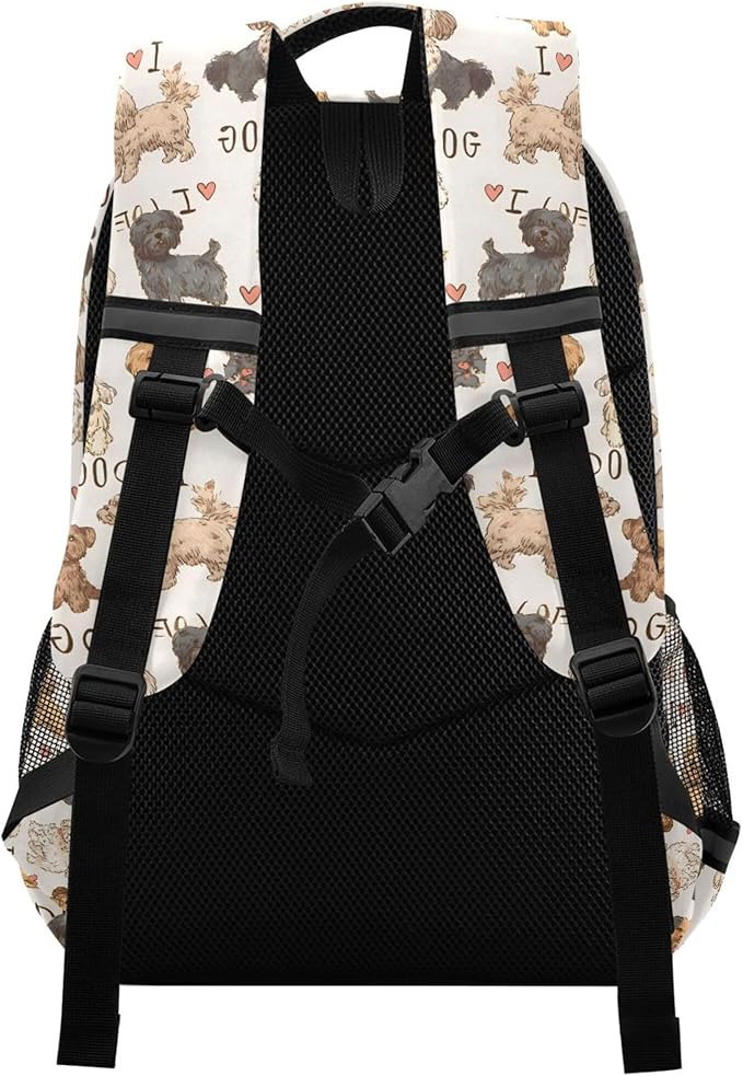 MNSRUU Laptop Backpack with Chest Strap, Dogs Heart School Backpack, Travel Hiking Bag for Boys Girls Teen College Adult, Rucksack Knapsack