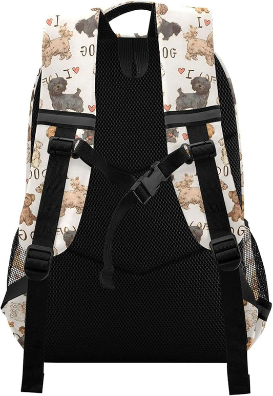 MNSRUU Laptop Backpack with Chest Strap, Dogs Heart School Backpack, Travel Hiking Bag for Boys Girls Teen College Adult, Rucksack Knapsack