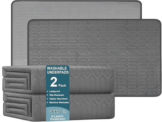 Heavy Absorbency Washable Underpads - Large Waterproof Reusable Bed Pads for Adults, Kids, and Dogs, Incontinence Bed Pads for Eld Assistance, 36x72 Slip Resistant Protector for Bedwetting