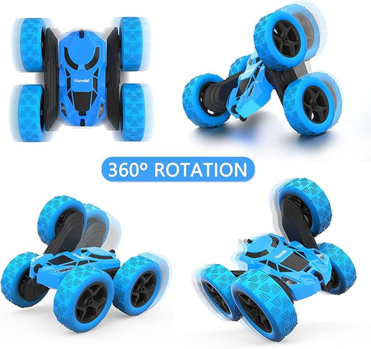 Remote Control Car for Kids, 360° Rotating RC Stunt Car Double-Sided 4WD Electric Vehicle with LED Lights, 2.4GHz Rechargeable Toy Cars for Boys Girls Age 6 7 8 9 10 11 12, Birthday Gift