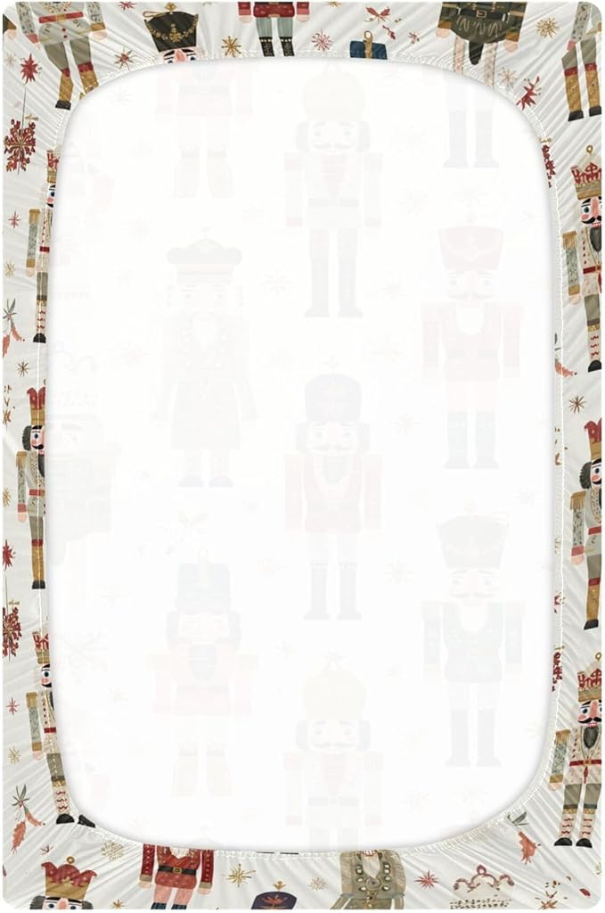 Christmas Nutcracker Vintage Crib Sheets Soft Breathable Fitted Baby Crib Sheets Mattress Cover for Girls Boys, 52" x 28" x 9"