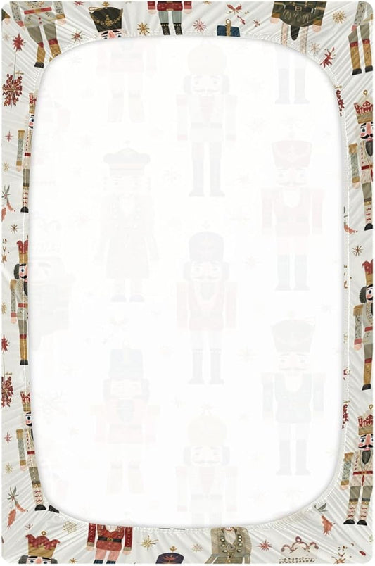 Christmas Nutcracker Vintage Crib Sheets Soft Breathable Fitted Baby Crib Sheets Mattress Cover for Girls Boys, 52" x 28" x 9"