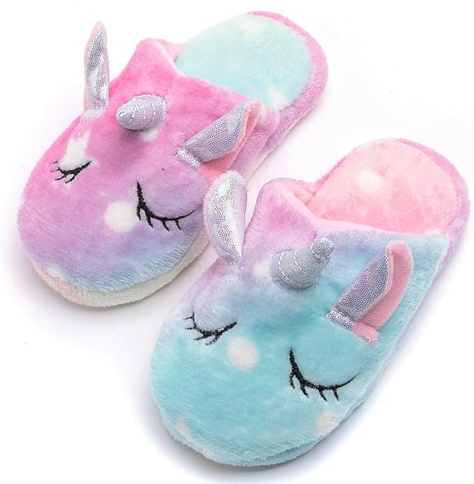 Soft Unicorn Hooded Robe with Matching Slippers Headband and Blindfold for Girls
