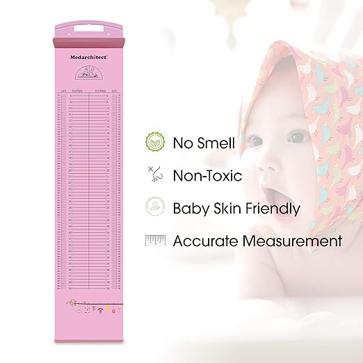 Medarchitect Baby Height Measuring Mat, Infantometer Ruler, Growth Height Chart for Newborns, Toddlers, Infants, Home Use and House Visits - Pink
