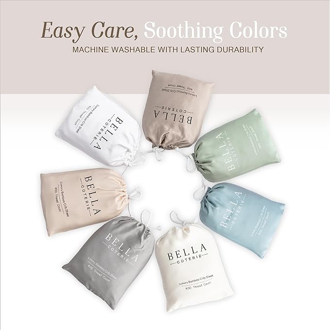 Bella Coterie Luxury Bamboo Viscose Crib Sheet | Organically Grown | Ultra Soft, Cooling for Better Sleep | Deep Pocket Fitted Sheet for Crib & Toddler Mattress | 100% Organically Grown [Coastal Blue]