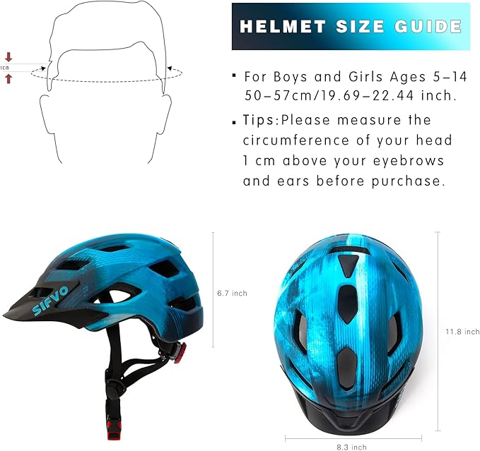 Kids Helmet, SIFVO Kids Bike Helmet Boys and Girls Bike Helmet with Cool Visor Helmet for Kids 5-14, Kids Bike Helmets Youth Bike Helmet Adjustable & Lightweight 50-57cm