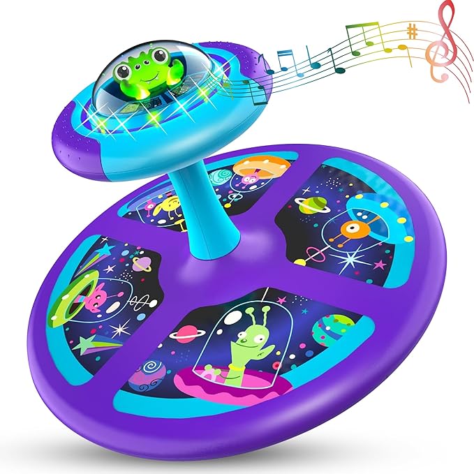 Sit and Spin Toy for Toddlers, Interactive 360° Sit N Spin with Colorful LED Lights and Music, Fun Sensory Play for Girls and Boys
