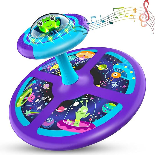 Sit and Spin Toy for Toddlers, Interactive 360° Sit N Spin with Colorful LED Lights and Music, Fun Sensory Play for Girls and Boys