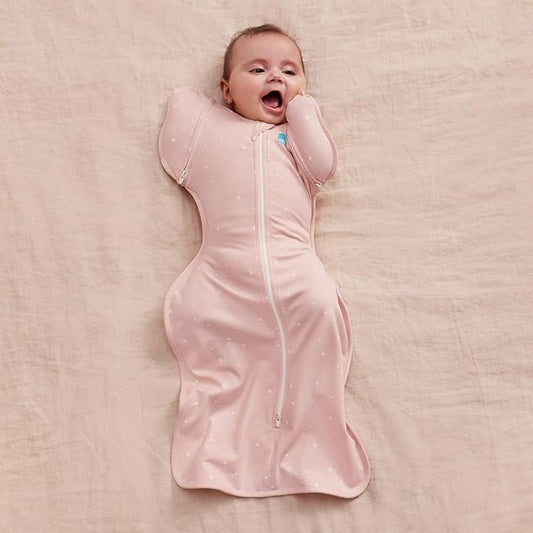 Love to Dream Swaddle Up™ Transition Bag, 1.0 TOG, 19-24 lbs, Stage 2, Zip-Off Wings, Gently Help Baby Transition from Being Swaddled to Arms Free when showing signs of rolling, Powder Pink Twinkle