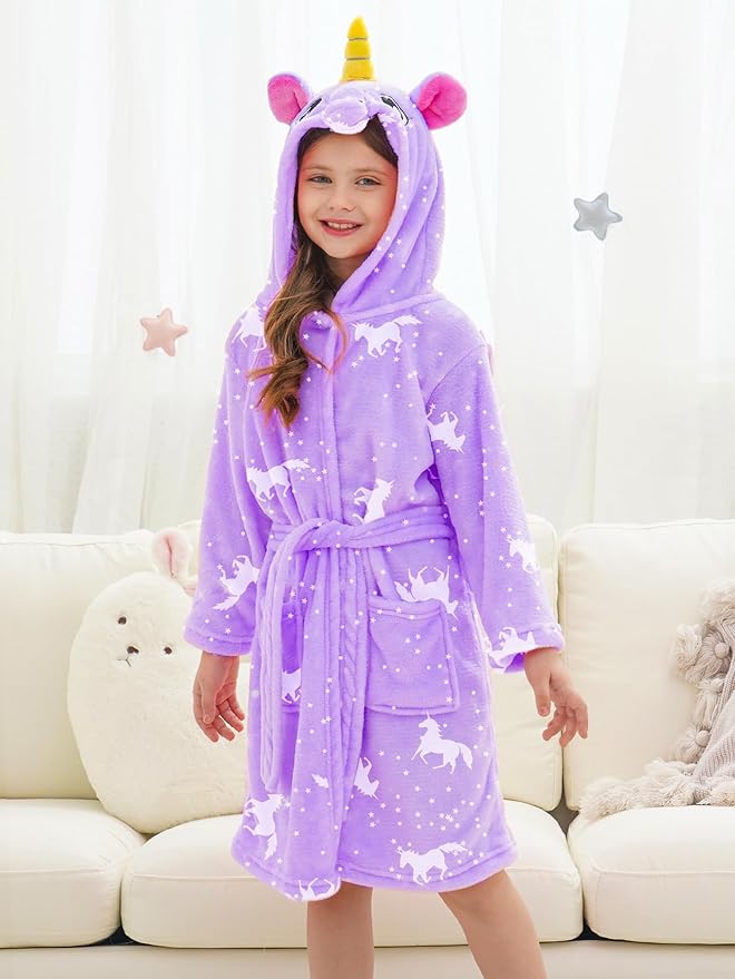Doctor Unicorn Soft Unicorn Hooded Bathrobe Sleepwear - Unicorn Gifts for Girls