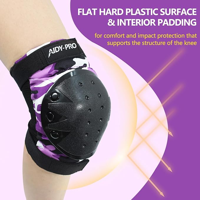 Adult/Youth/Kids Knee Pads and Elbow Pads Set Skateboard Protective Gear, 6 in 1 Knee Guards Kids Wrist Guards for Roller Skating Skateboarding Biking
