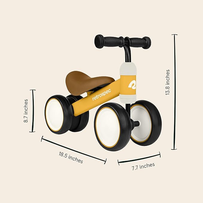 Retrospec Cricket Baby Walker Balance Bike with 4 Wheels for Ages 12-24 Months - Toddler Bicycle Toy for 1 Year Old’s - Ride On Toys for Boys and Girls - One Size (Sunflower)