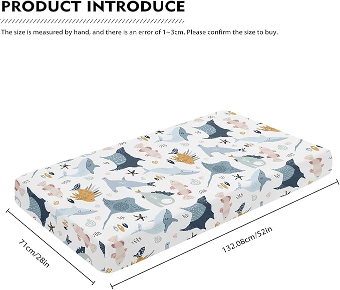 Colorful Fishes Fitted Crib Sheet Ocean Animals Baby Crib Sheet Fit Standard Crib and Toddler Mattress,Crib Mattress Sheets for Boys Girls 28"x52"