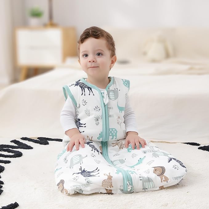 Mosebears Sleep Sack Baby Winter Wearable Blanket with 2-Way Zipper,2.5 TOG Cotton Sleep Sack Unisex (Deer, 0-6 Months)