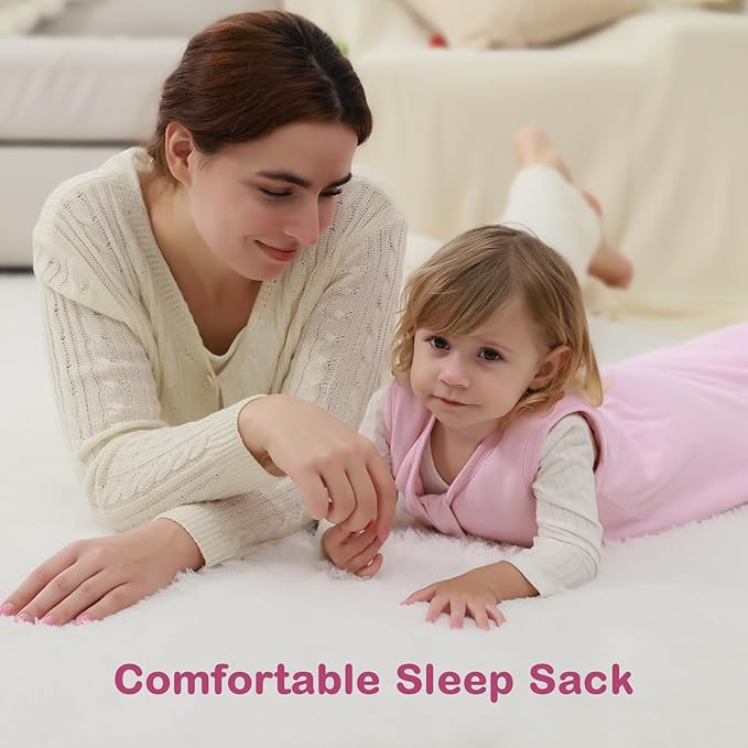 Mosebears Sleep Sack Baby Winter Wearable Blanket with 2-Way Zipper,2.5 TOG Cotton Sleep Sack Unisex (Blush, 18-24 Months)