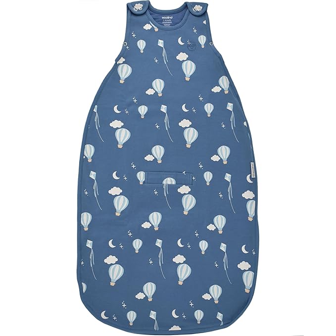 Woolino Toddler Sleeping Bag, 4 Season, Merino Wool and Organic Cotton, Baby Sleep Bag or Sack, 2-4 Years, Hot Air Balloon