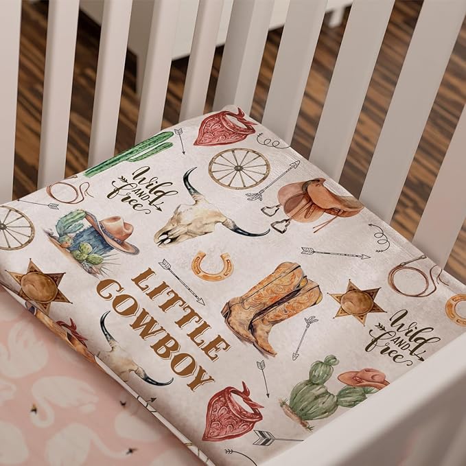 Western Blanket, Western Decor for Nursery Room, Baby Blankets for Boys Girls, Cowboy Baby Blankets, Western Baby Stuff, Soft Warm Lightweight Nursery Bed Blanket for Newborn Toddlers (02, 50x60 in)