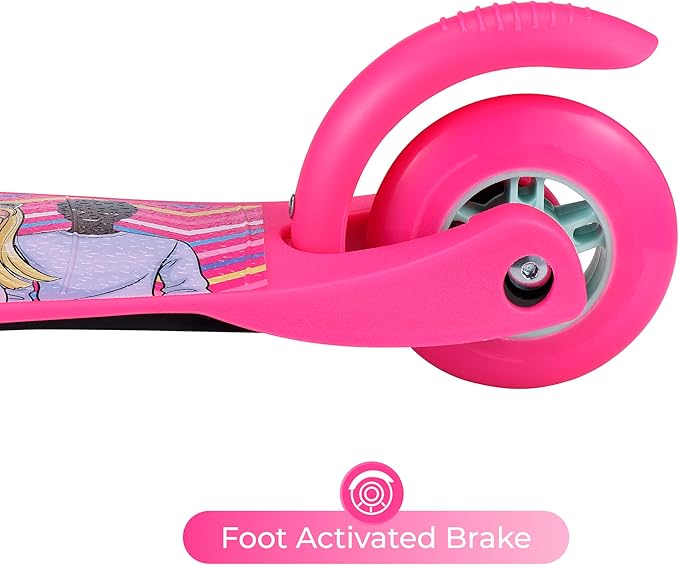 Self Balancing Kick Scooter with Light Up Wheels, Extra Wide Deck, 3 Wheel Platform, Foot Activated Brake, 75 lbs Limit, Kids & Toddlers Girls or Boys, for Ages 3 and Up