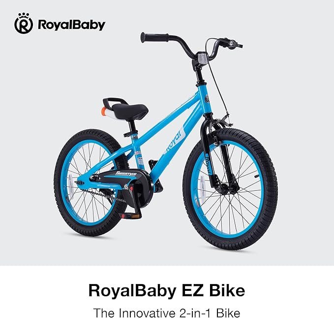RoyalBaby Kids Bike Freestyle Classic & EZ Balance Pedal Switchable Bicycle, 12 14 16 18 Inch, 3-10 Years Toddler to Big Kids