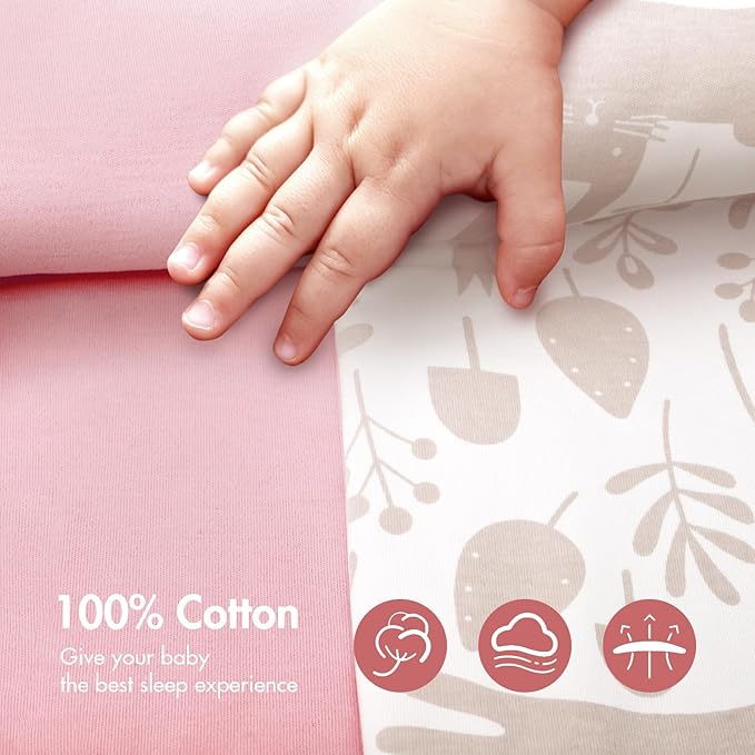 2-Pack Transitional Swaddle Sleep Sack - Arms Up Swaddle 6-9 Month, Baby Swaddles for Newborn, Cuff Removable Design, Pink Bunny Breathable Baby Sleep Sacks with 2-Way Zipper