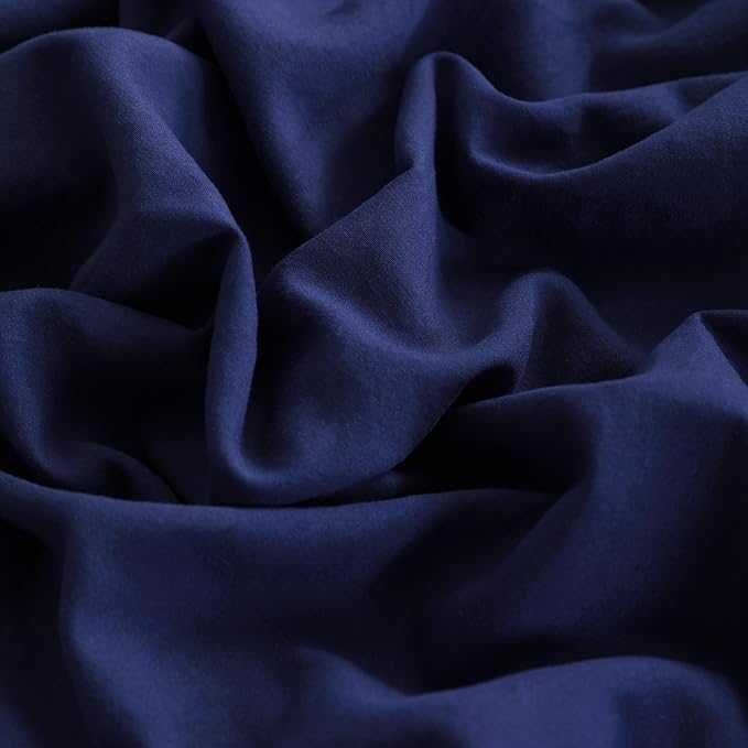 FLXXIE 5 Pieces Toddler Bedding Set, Soft and Breathable Microfiber Crib Sheet Set, Includes Quilted Comforter, Flat Top Sheet, Fitted Sheet, Envelope Pillow Case for Boys and Girls, Navy Blue
