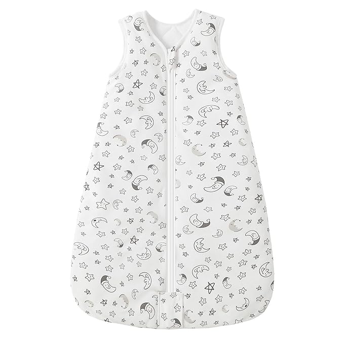 Mosebears Sleep Sack Baby Winter Wearable Blanket with 2-Way Zipper,2.5 TOG Cotton Sleep Sack Unisex (White Star, 18-24 Months)