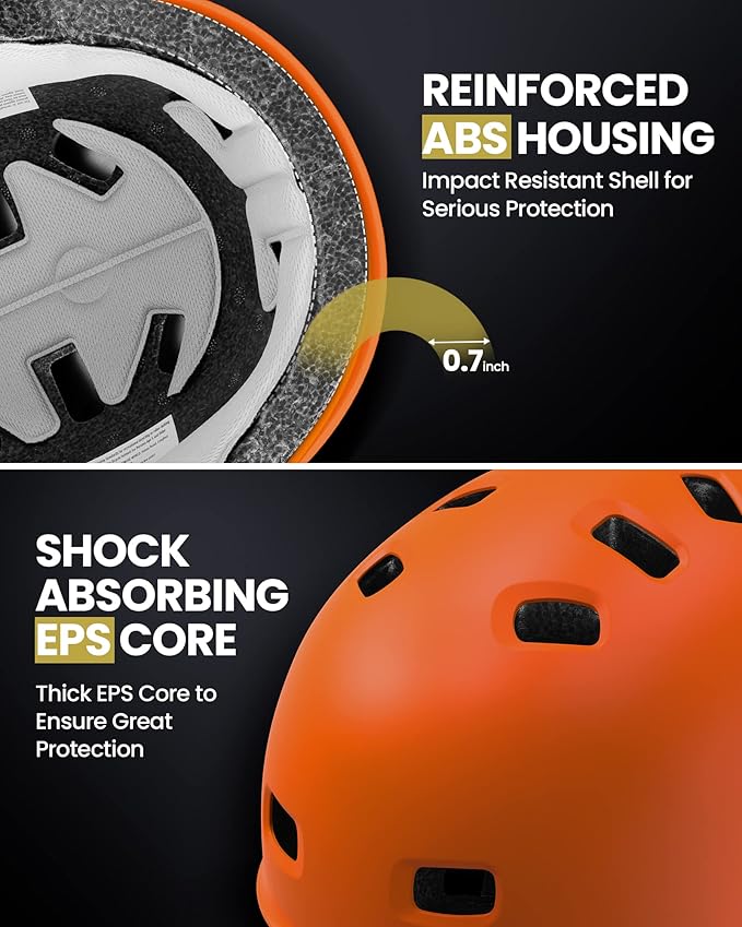 OutdoorMaster Skateboard Cycling Helmet - Two Removable Liners Ventilation Multi-Sport Scooter Roller Skate Inline Skating Rollerblading for Kids, Youth & Adults