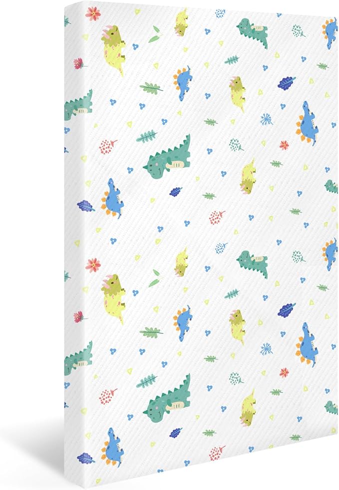 38"x24" Mini Crib Mattress with Washable Breathable Soft Waterproof Animal Cover - Portable Infant Mattress with High Density Support Foam