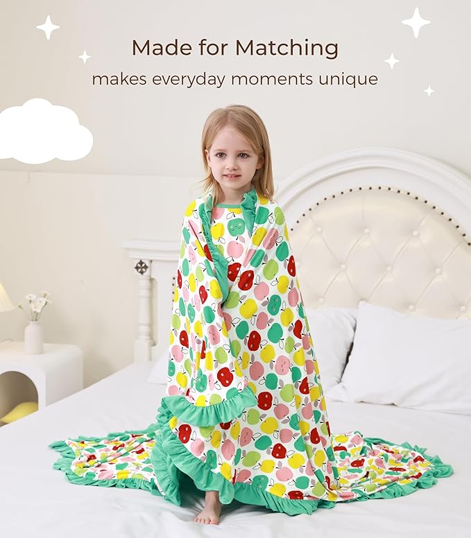 Premium Baby Blankets, Soft Viscose from Bamboo Blanket for Girls, Nursery Crib Bedding Quilt for Newborn and Toddler, Ruffle Blanket Cooling for Hot Sleepers, 50''x50'' Apple