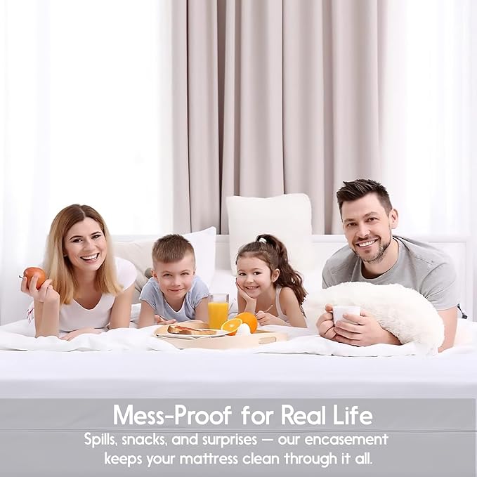 Twin XL Zippered Mattress Encasement - Waterproof Mattress Protector Zippered - 6-Sided Mattress Cover with Zipper for Complete Protection - Soft, Noiseless, Machine Washable