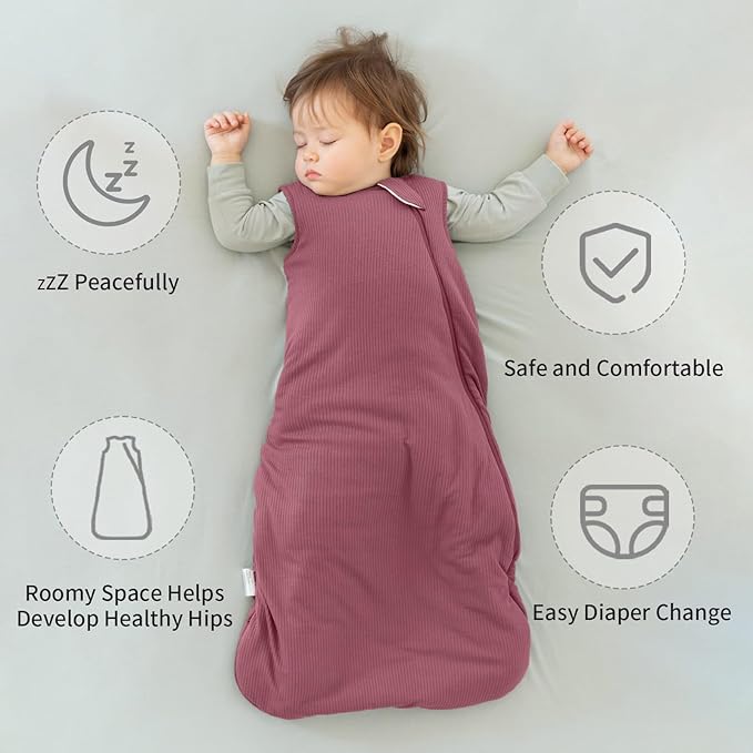 Rayon Made from Bamboo Sleep Sack 12-18 Months Supersoft Toddler Sleep Sack 1.0 Tog Breathable Baby Wearable Blanket with 2-Way Zipper Unisex Sleeping Bag for Babies