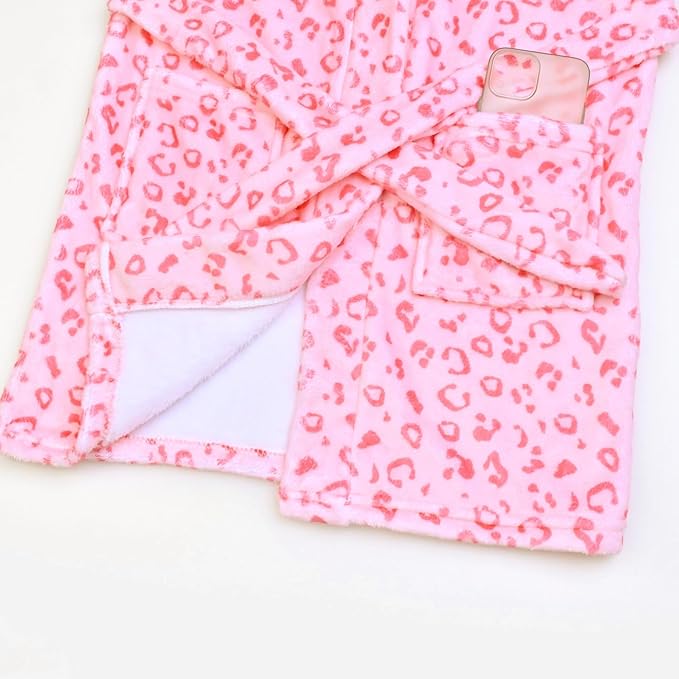 QPANCY Girls Robe Kids Bathrobes Soft Plush Fleece Pajamas Sleepwear