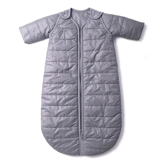Baby Deedee Sleep Nest Travel Quilted Baby Sleeping Bag Sack with Sleeves, Gray Skies, Large (18-36 Months)