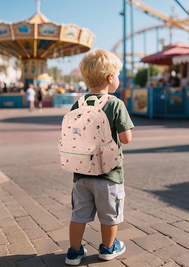 Corduroy Toddler Backpack for Boys 2-5: Preschool Backpack for Girls - Cute Kids Backpack 13.5" H Fit Folder