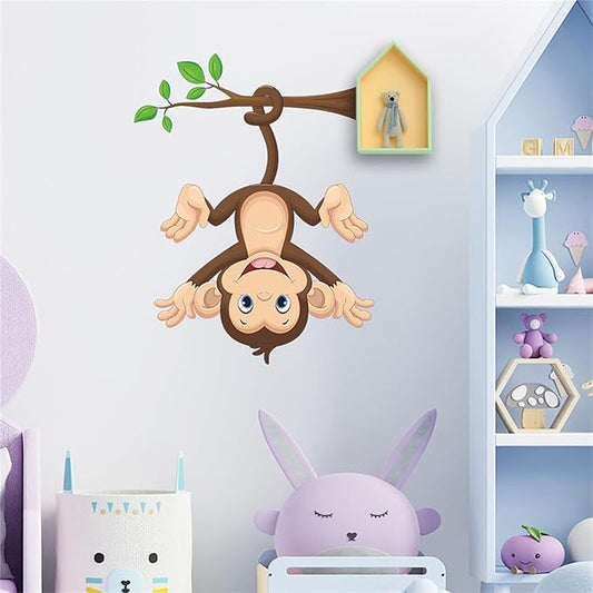 ROFARSO Colorful Cute Cartoon Wall Sticker for Kid Removable Peel and Stick Wall Decal DIY Decoration for Nursery Baby Girls Bedroom Playroom Living Room (Monkey)